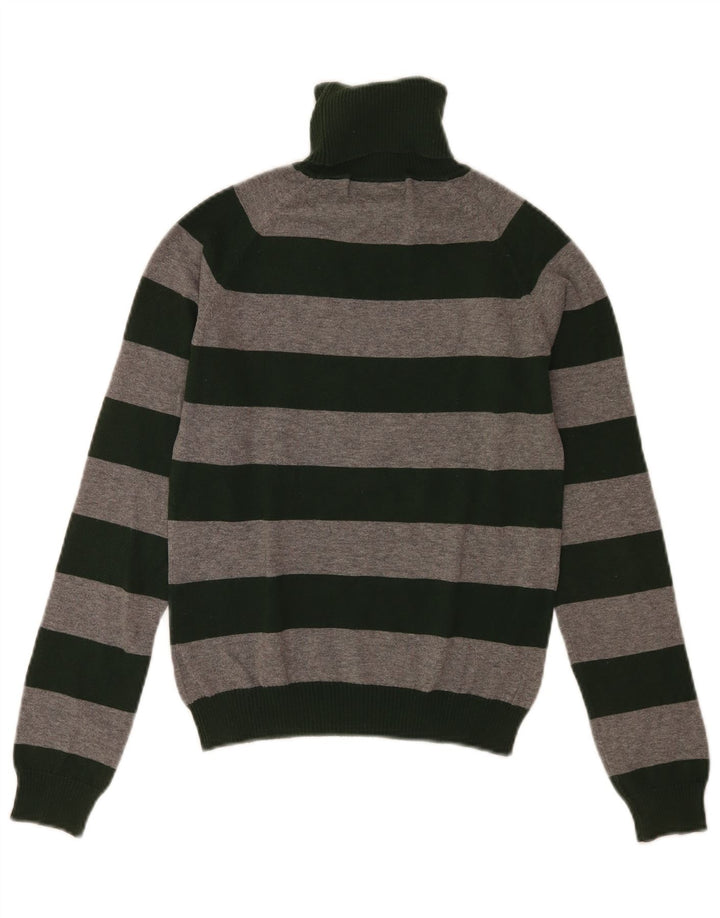 Maglione maglione a collo alto da donna Zara UK 12 Cotone a righe grigio medio