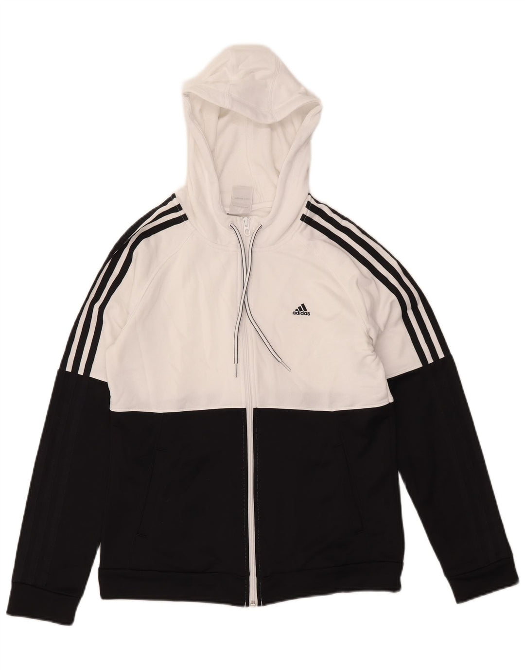 Felpa con cappuccio e zip da donna ADIDAS UK 12/14 Colorblock bianco medio