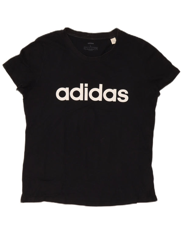 T-shirt grafica da donna Adidas Top UK 16/18 grande cotone nero