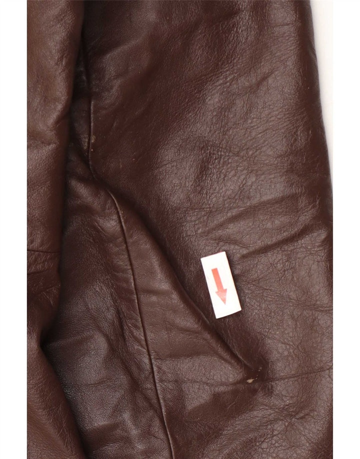 Cappotto in pelle doppio petto vintage da uomo UK 36 piccolo bordeaux