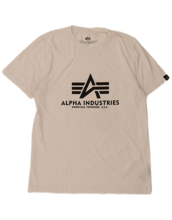 T-shirt grafica da uomo Alpha Industries in cotone bianco medio
