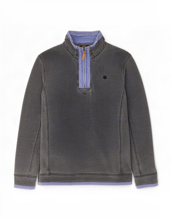 Felpa da uomo con collo con zip Fat Face, maglione grande, cotone grigio