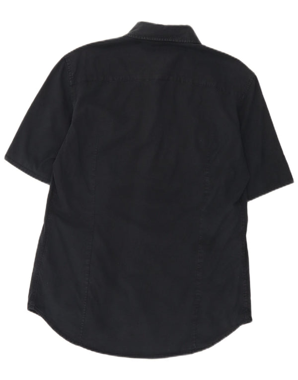 Camicia a maniche corte da uomo Calvin Klein Jeans Large in cotone blu navy