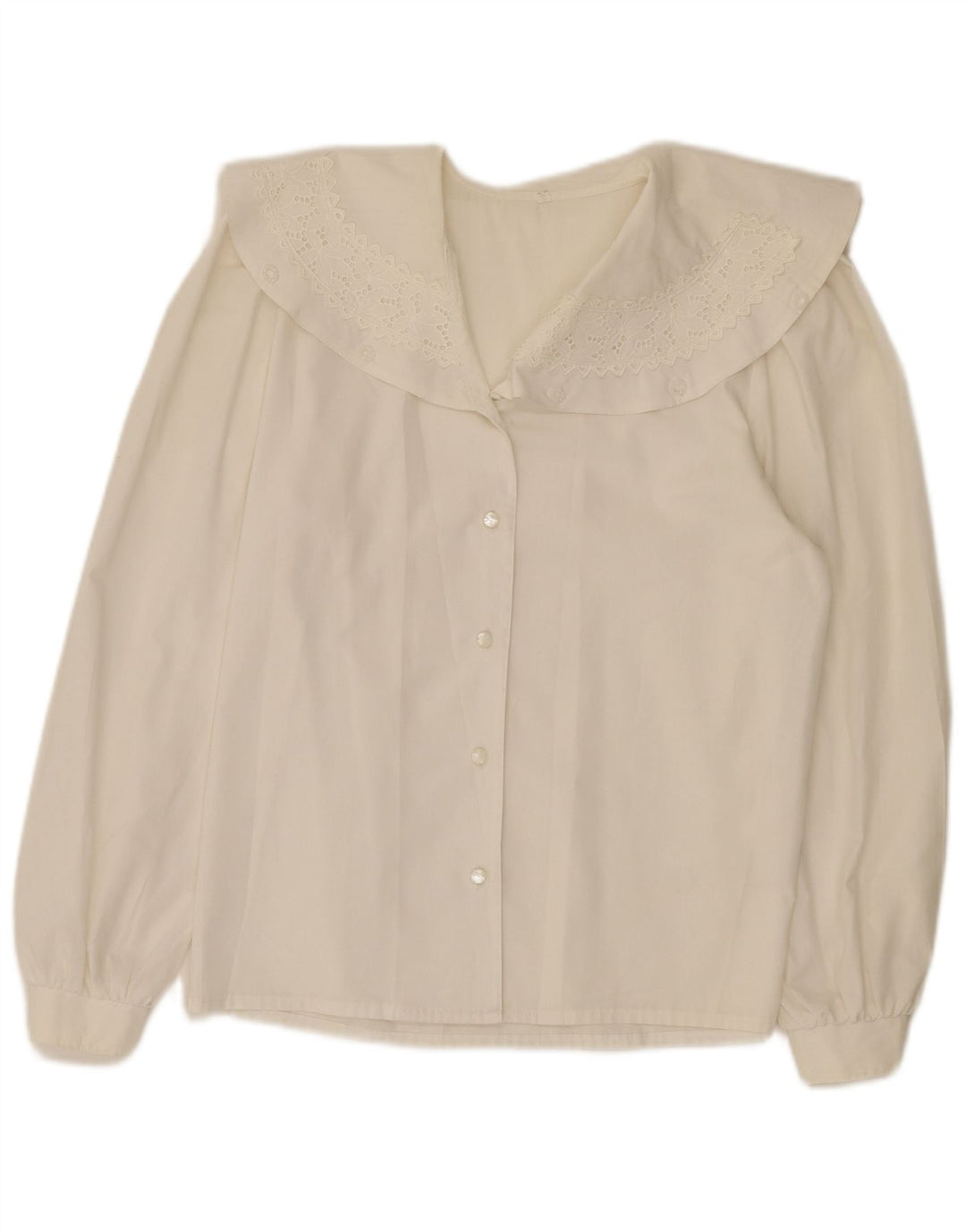Camicetta camicia vintage da donna EU 36 piccolo poliestere floreale bianco