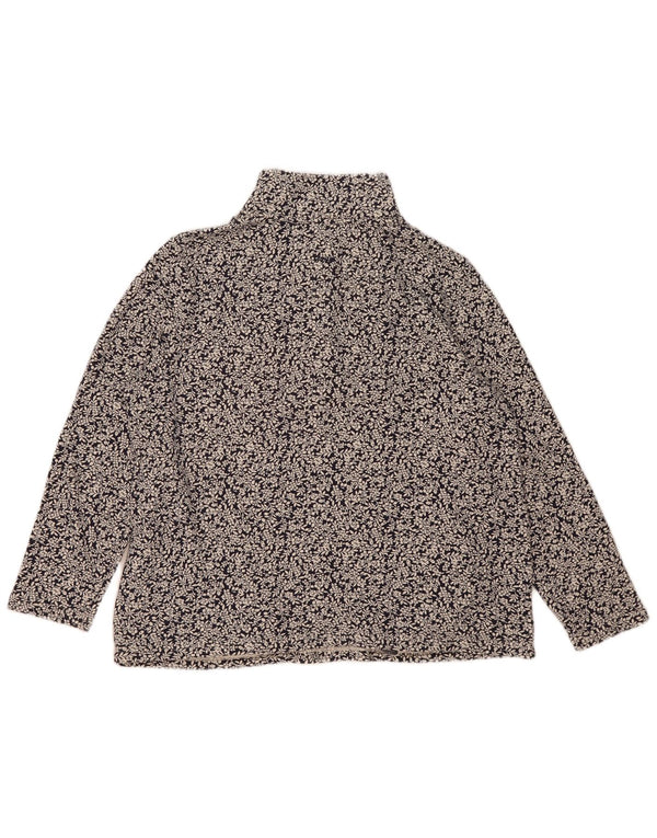 Felpa da donna con collo con zip Joules, maglione UK 16, cotone floreale nero grande