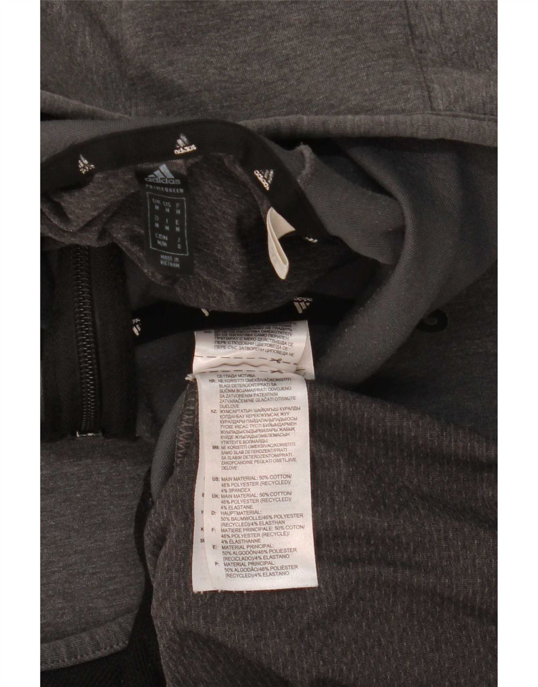 Maglione con cappuccio e zip Adidas da uomo in cotone grigio medio