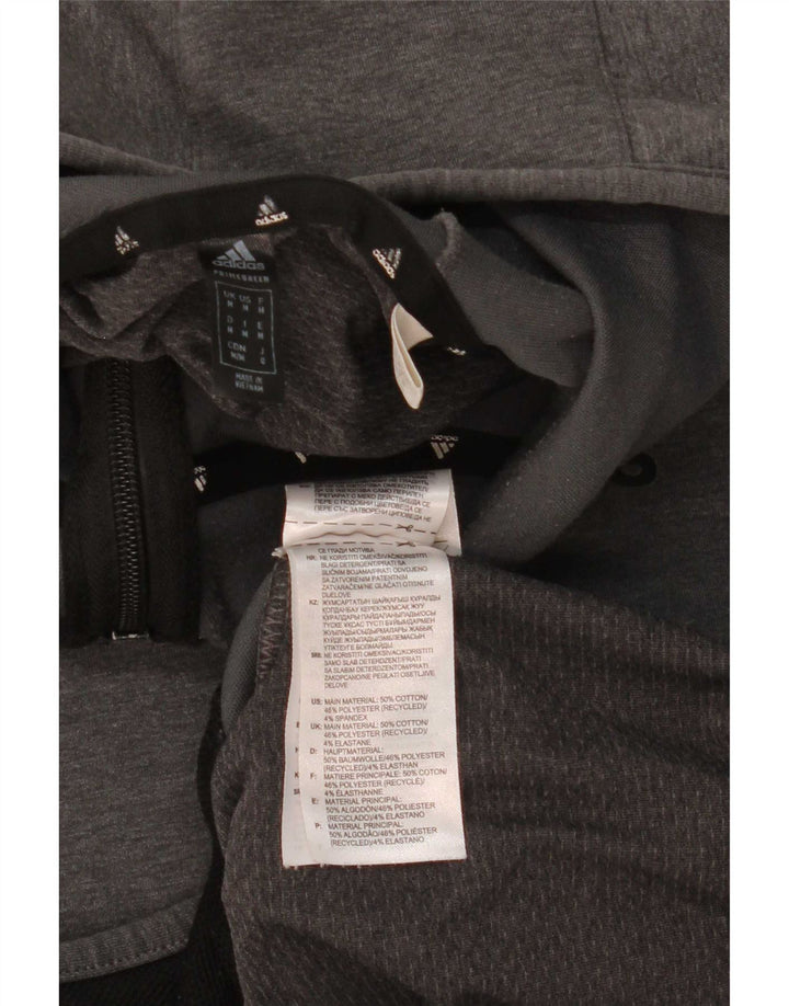 Maglione con cappuccio e zip Adidas da uomo in cotone grigio medio
