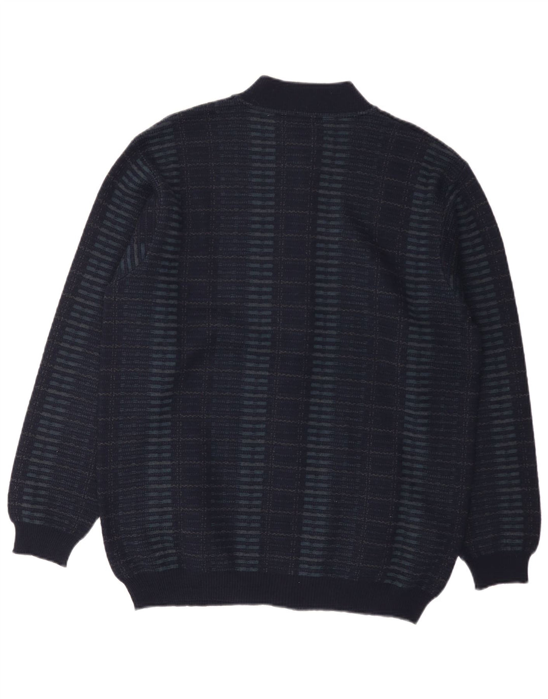 Maglione cardigan da uomo Bernardini lana geometrica media blu navy