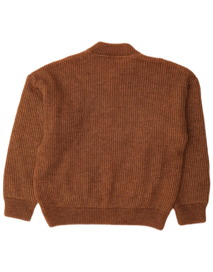 Maglione da uomo Ivy Oxford con collo a bottoni, grande, in lana marrone