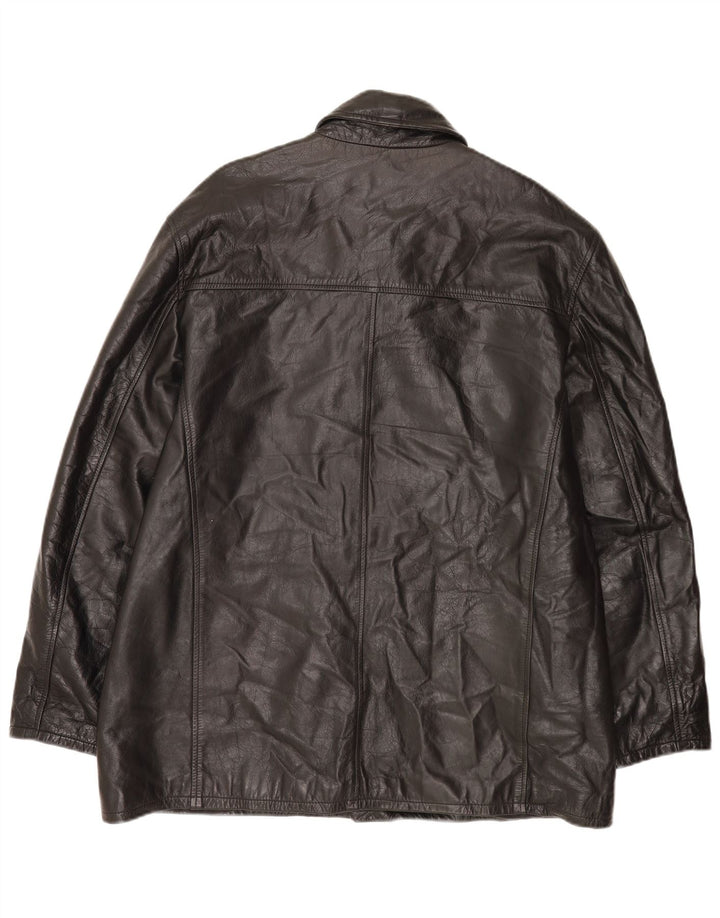 Giacca in pelle vintage da uomo UK 44 2XL Pelle nera