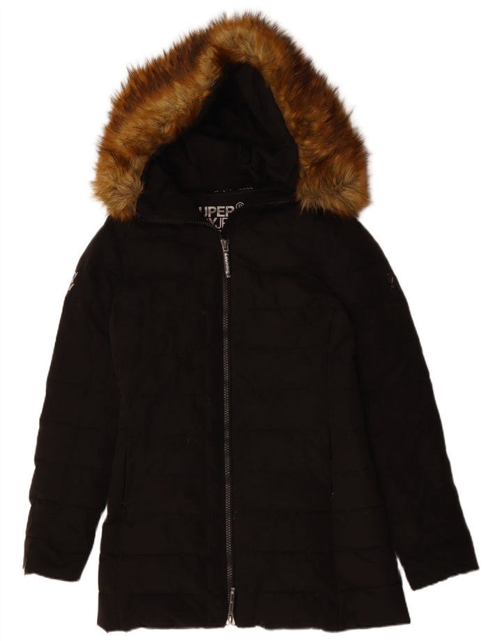 Giacca imbottita con cappuccio da donna Superdry UK 8 Small Poliestere nero