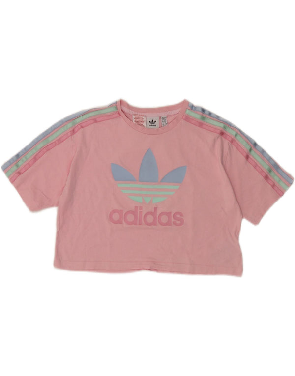T-shirt grafica corta Adidas per ragazze 11-12 anni in cotone rosa