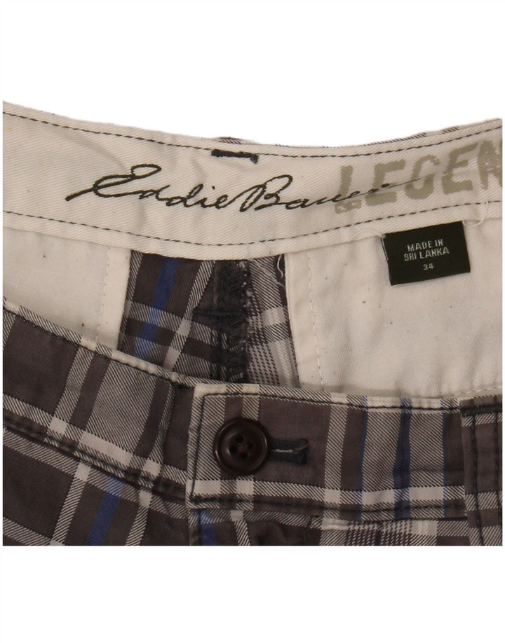 Pantaloncini chino da uomo EDDIE BAUER W34 quadri grigi grandi