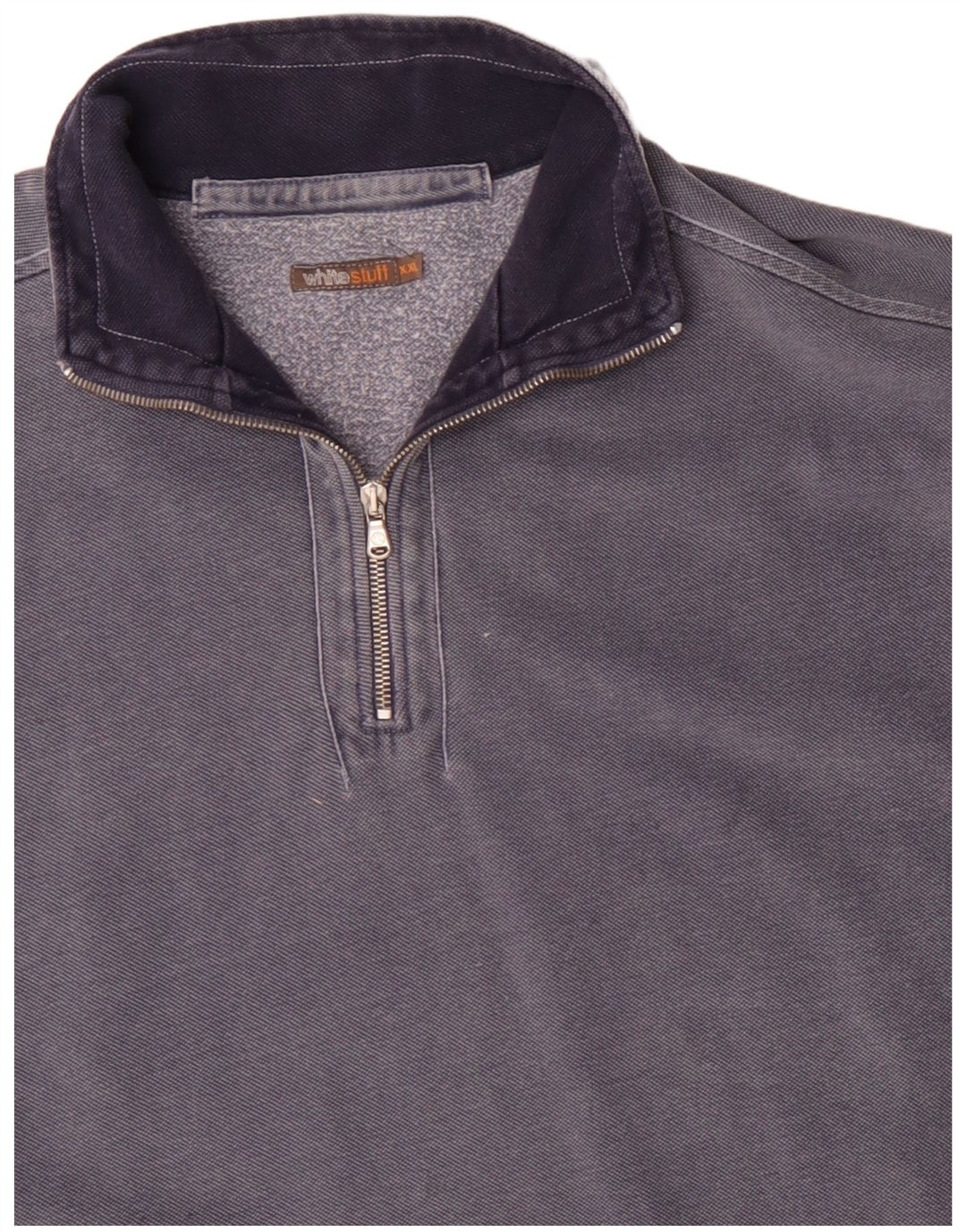 WHITE STUFF Felpa da uomo con collo con zip, maglione 2XL in cotone blu navy