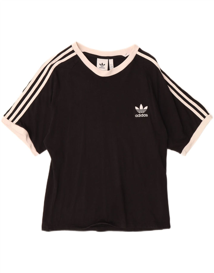 ADIDAS Womens T-Shirt Top UK 14 Large Black Vintage Adidas and Second-Hand Adidas from Messina Hembry 