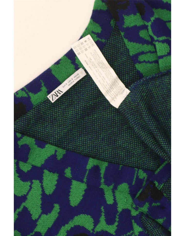 Giacca blazer a 3 bottoni corta da donna Zara UK 10 piccolo poliestere floreale verde
