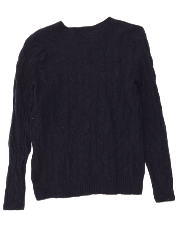 Maglione maglione girocollo da donna Polo Ralph Lauren UK 8 piccolo lana blu navy