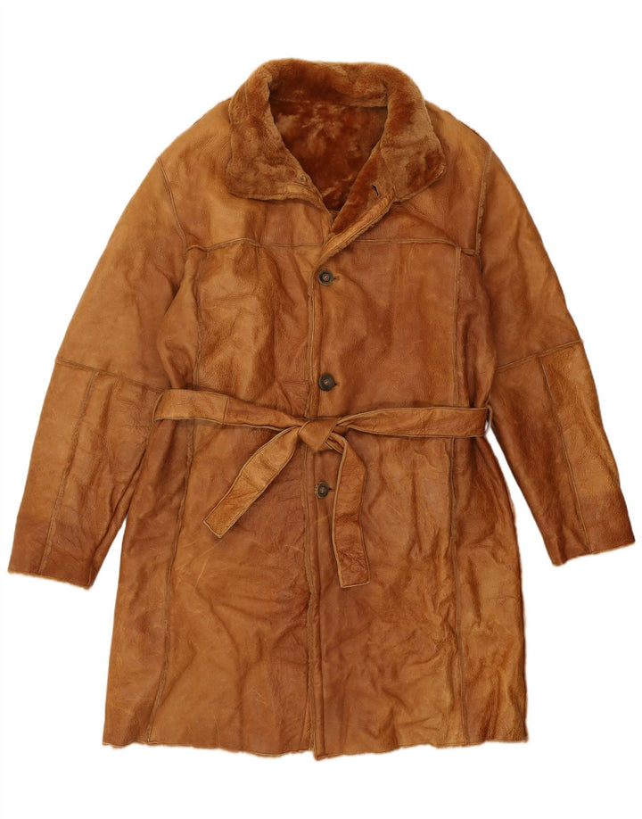 Cappotto vintage in shearling da uomo IT 52 XL Shearling marrone