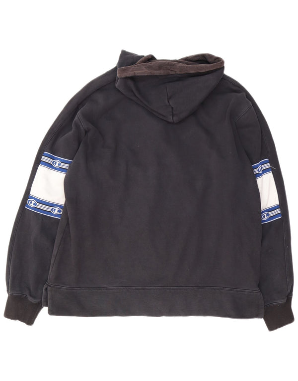 Maglione con cappuccio grafico da uomo con zip e collo Champion, grande, colore nero