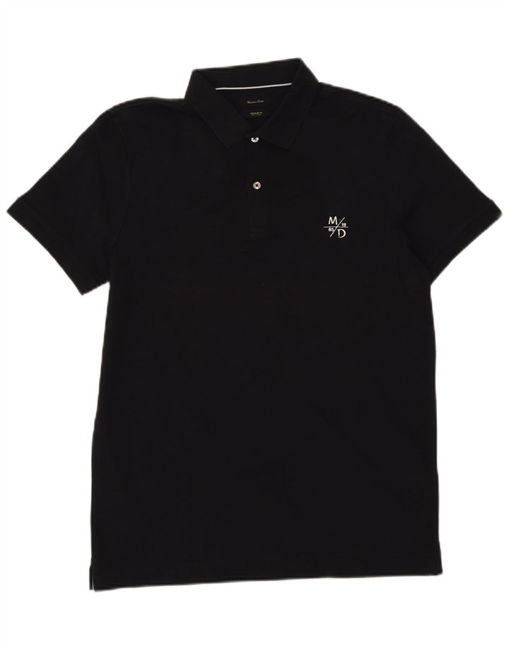 Polo da uomo vestibilità regolare Massimo Dutti in cotone blu navy medio