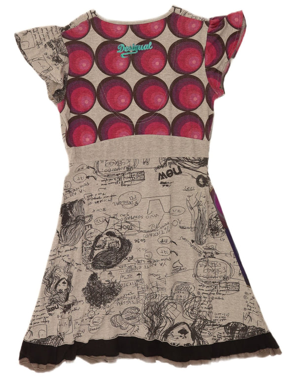 Abito da donna Desigual Graphic A-Line UK 12 Grigio medio