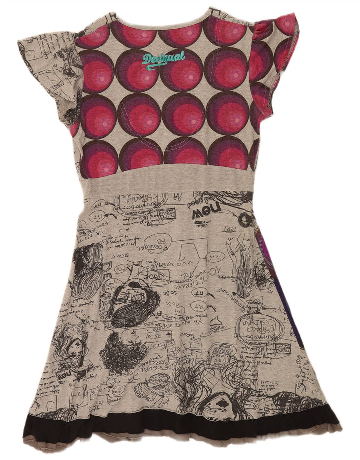 Abito da donna Desigual Graphic A-Line UK 12 Grigio medio