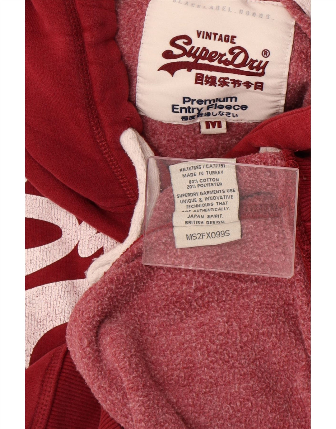 Maglione con cappuccio grafico da uomo Superdry in cotone rosso medio