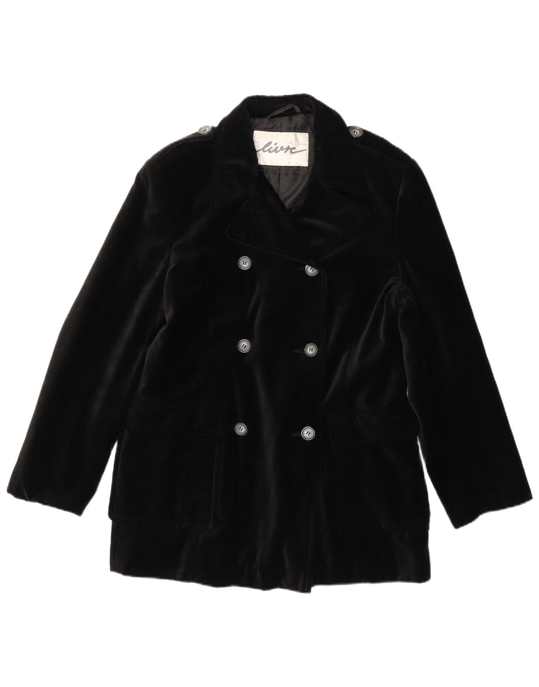 Giacca blazer doppiopetto militare da donna Livre UK 16 grande nera