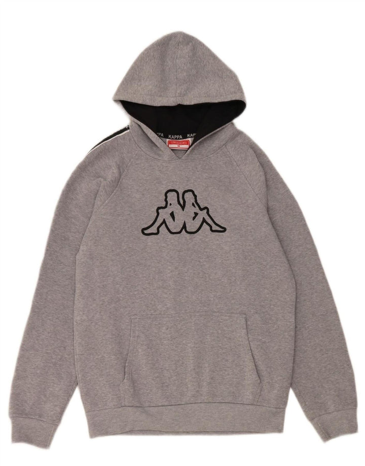 Maglione con cappuccio grafico da uomo Kappa in poliestere color block grigio medio