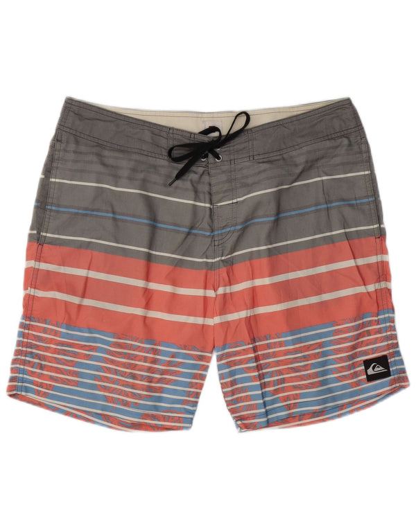 QUIKSILVER Mens Swimming Shorts Large  Multicoloured Striped Cotton