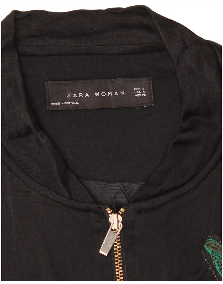 Giacca da ginnastica grafica da donna Zara UK 10 piccola nera floreale