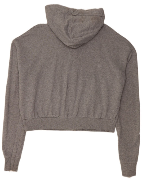 Maglione con cappuccio e zip oversize corto da donna Topshop UK 12 Grigio medio chiazzato