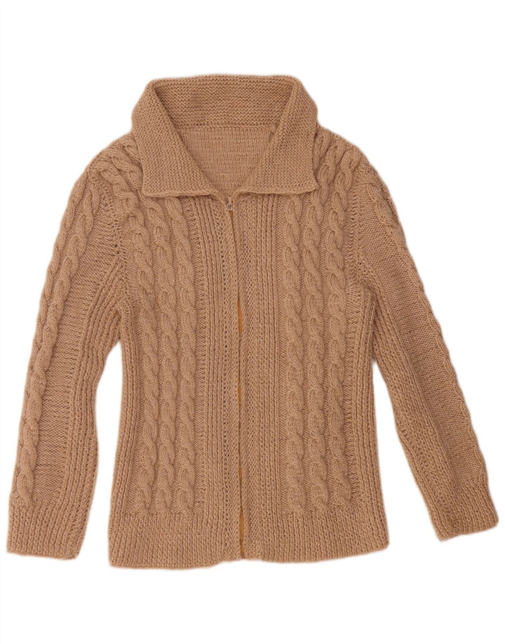 Maglione cardigan da donna VINTAGE UK 16 grande beige