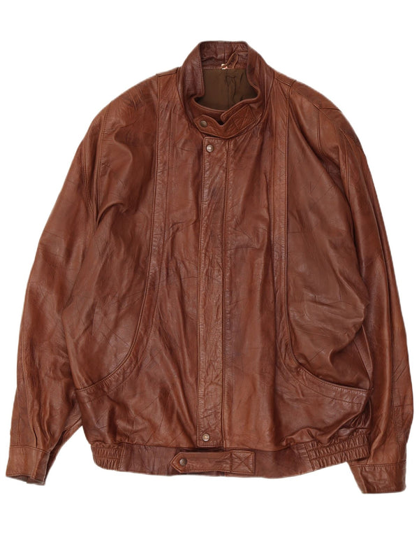 Giacca in pelle vintage da uomo IT 54 2XL Pelle marrone