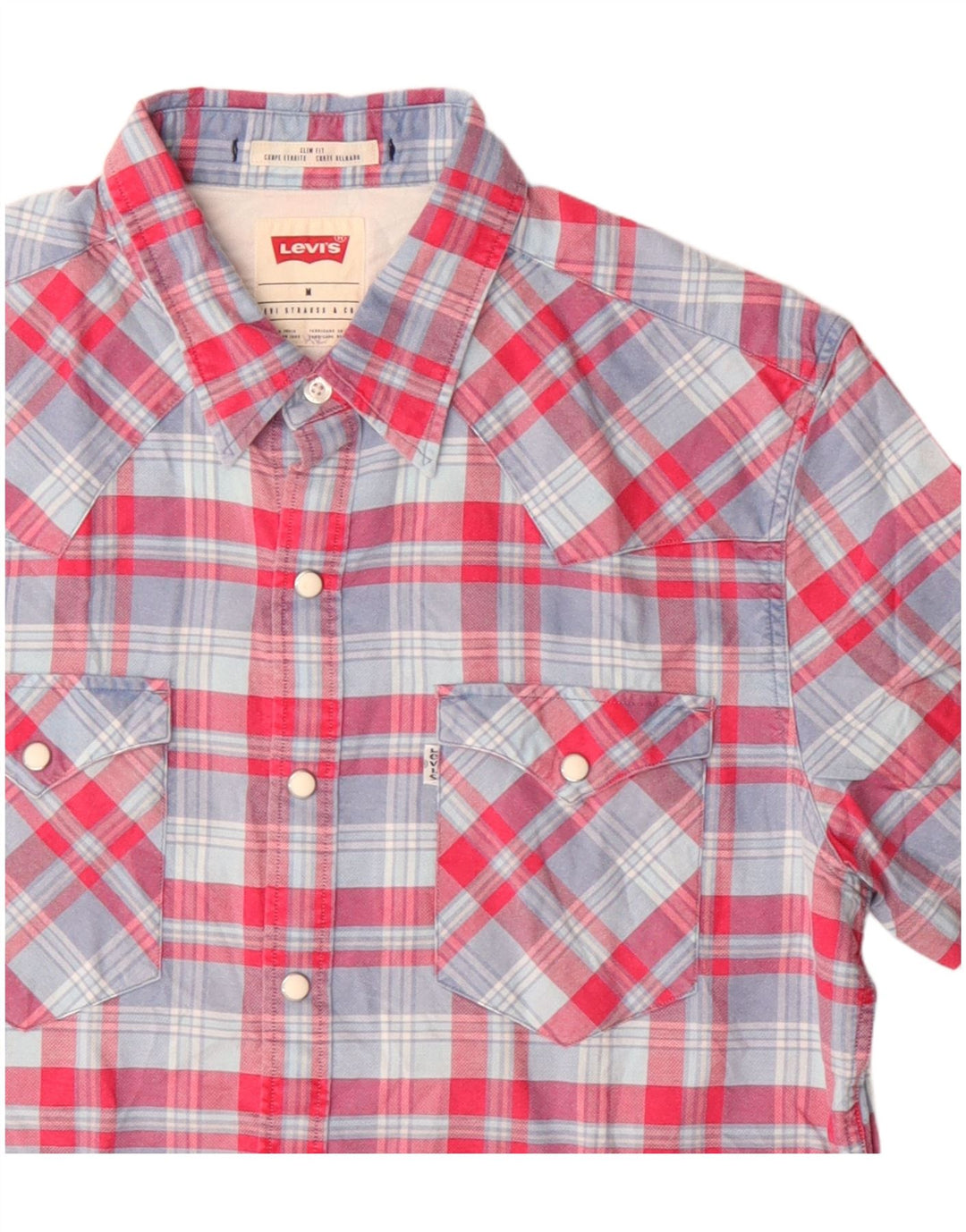 Camicia a maniche corte slim fit da uomo Levi's in cotone a quadri rosso medio