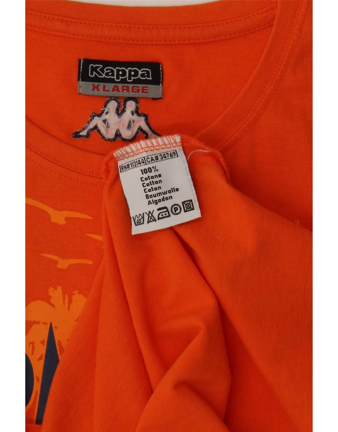 Canotta grafica da uomo Kappa XL in cotone arancione