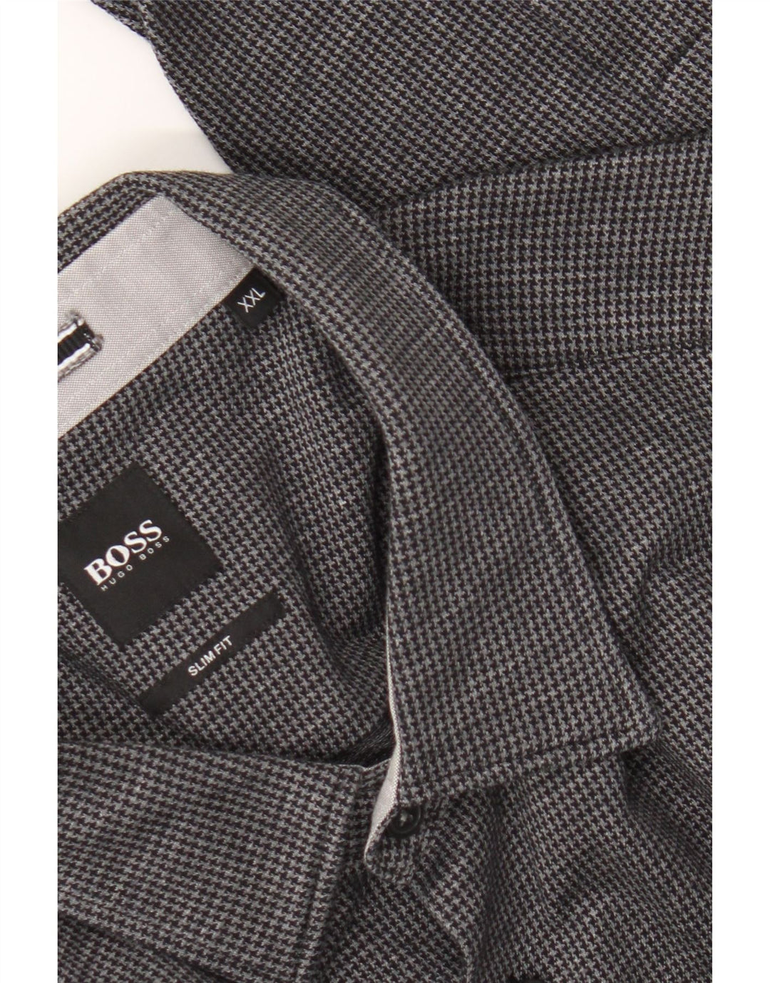 Camicia Hugo Boss da uomo slim fit 2XL pied de poule nera
