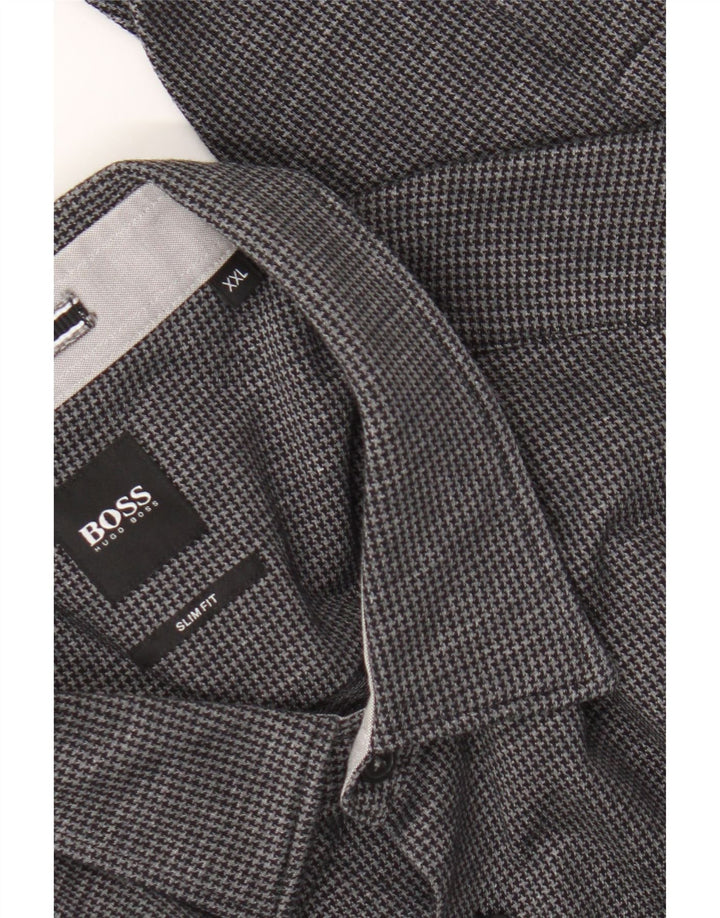 Camicia Hugo Boss da uomo slim fit 2XL pied de poule nera
