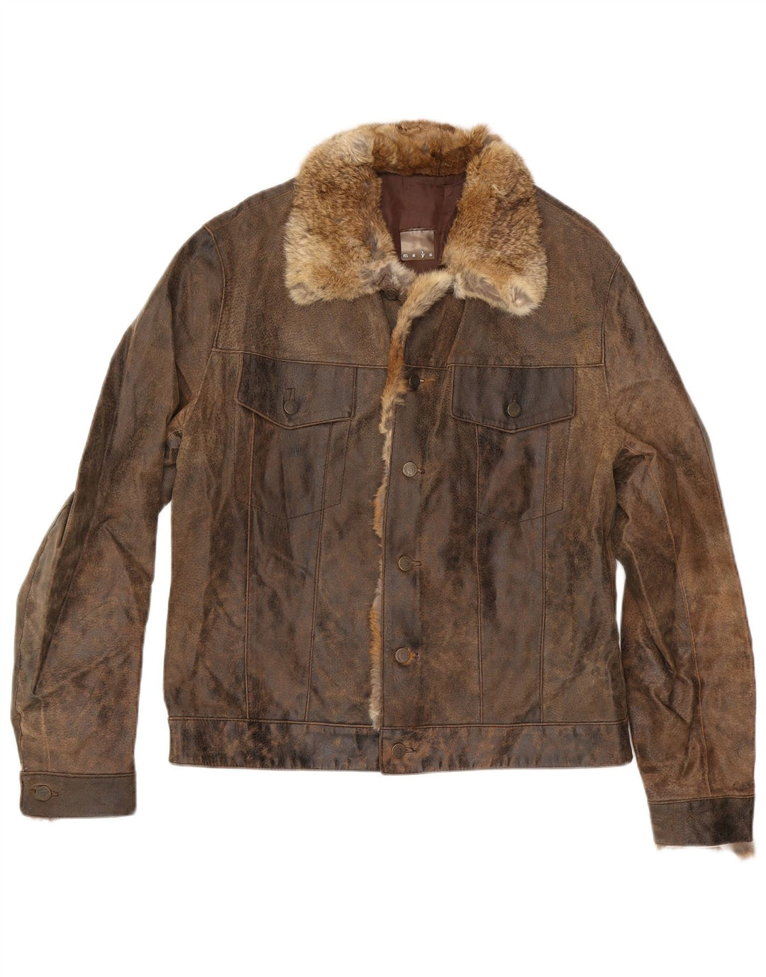 Giacca in pelle da uomo MAYS UK 40 grande in pelle marrone