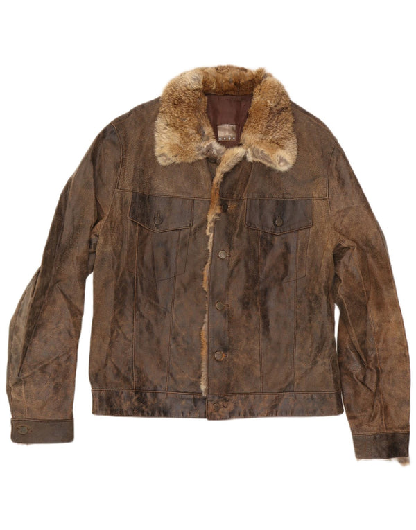 Giacca in pelle da uomo MAYS UK 40 grande in pelle marrone