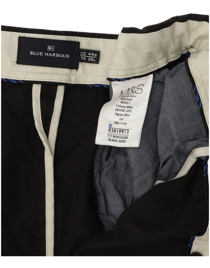 Pantaloni chino vestibilità regolare Marks & Spencer da uomo blu Harbour W44 L29 neri