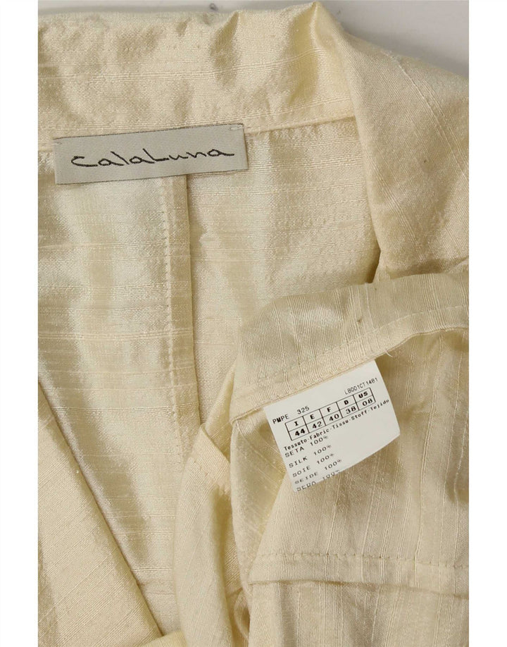 Giacca blazer vintage da donna a 2 bottoni IT 44 seta gialla media