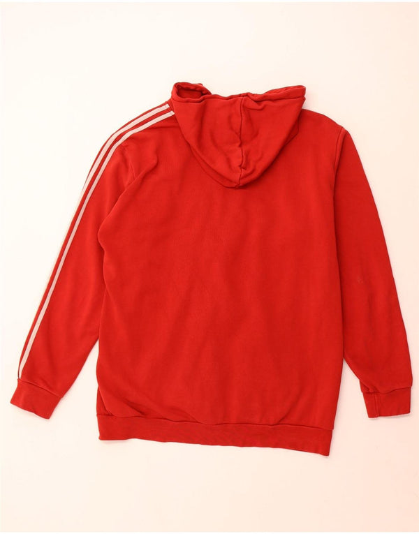 Felpa con cappuccio e zip ADIDAS da uomo XL in cotone rosso