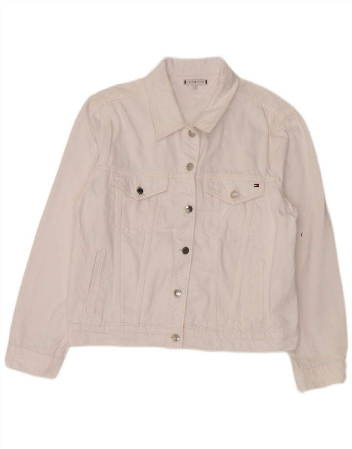 Giacca in denim da donna Tommy Hilfiger US 12 Large cotone bianco