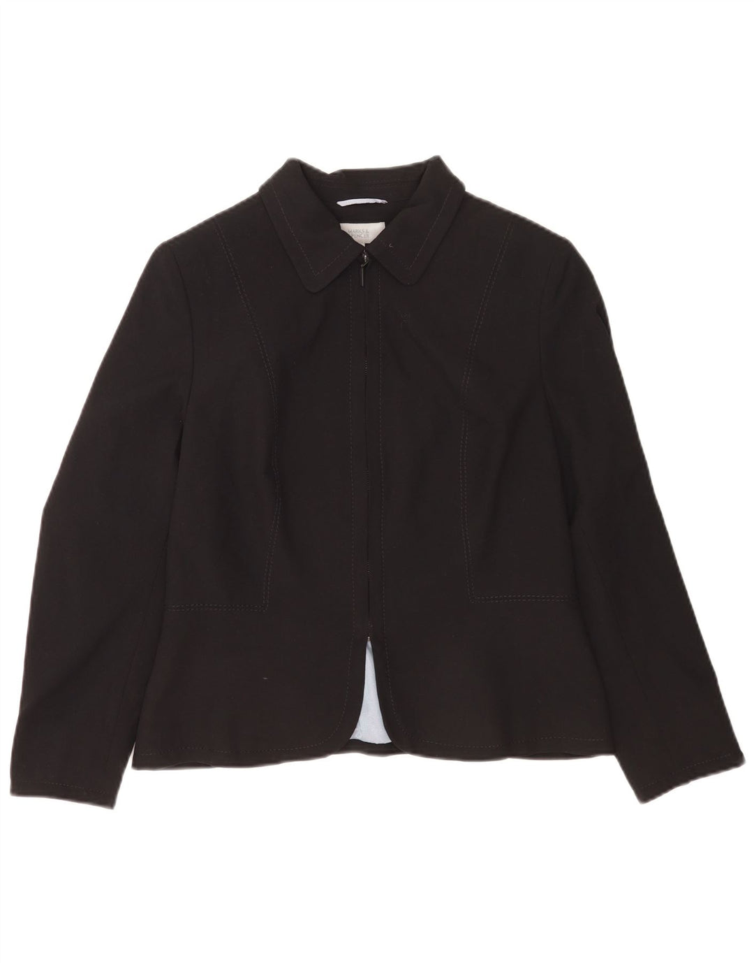 Giacca blazer con zip intera Marks & Spencer da donna Petite UK 14 media nera