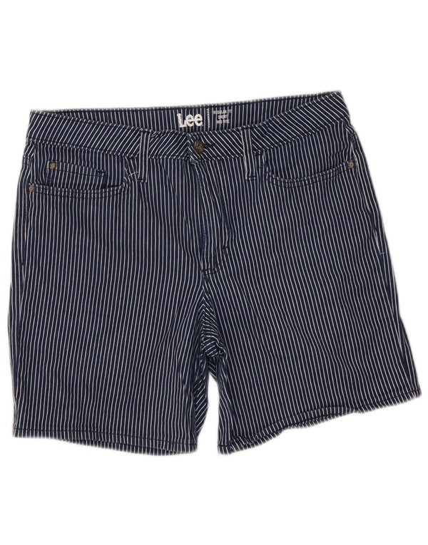 LEE Womens Mid Rise Regular Fit Denim Shorts US 12 Large W30 Navy Blue