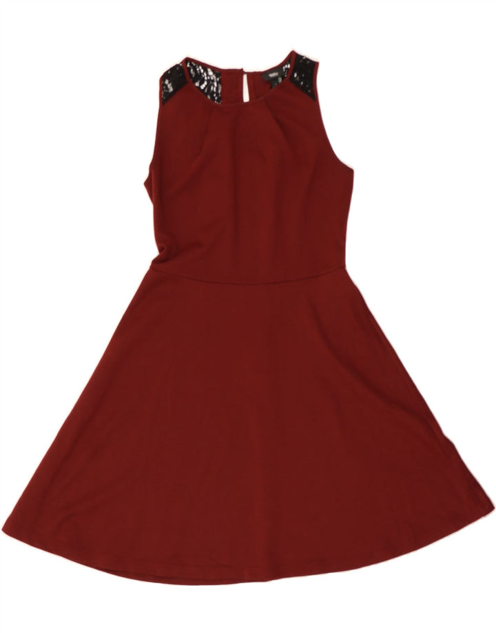 MOSSIMO Womens Sleeveless A-Line Dress UK 10 Small Burgundy Polyester Vintage Mossimo and Second-Hand Mossimo from Messina Hembry 
