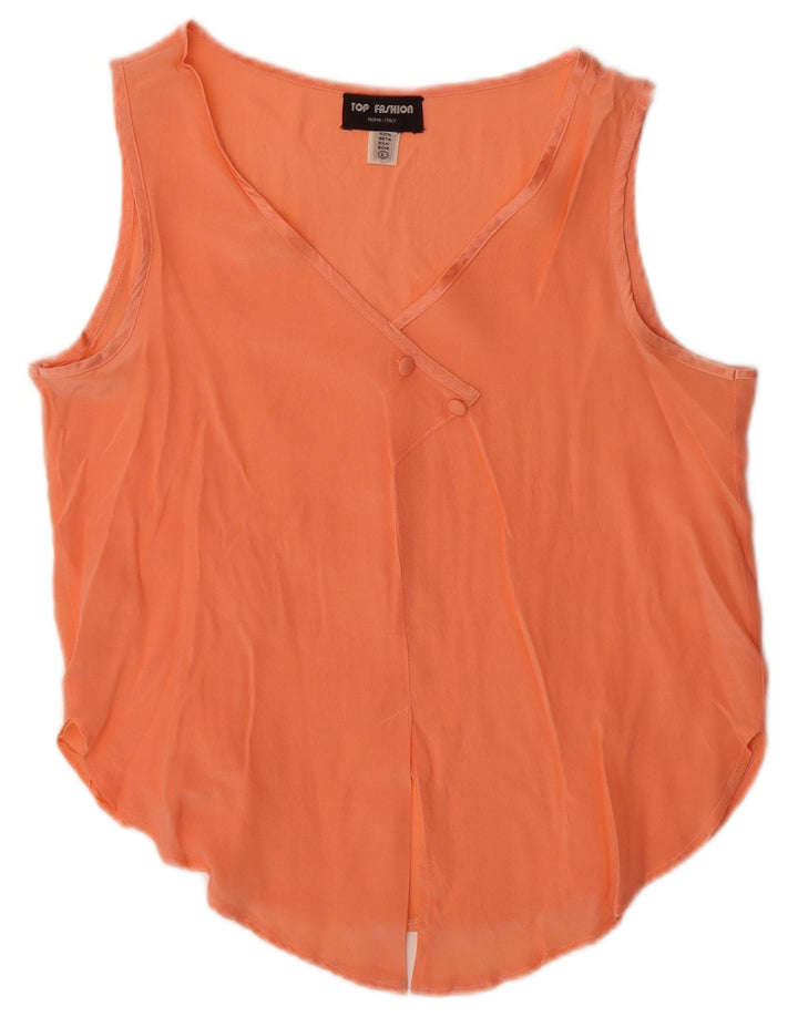 Canotta vintage da donna UK 14 grande seta arancione
