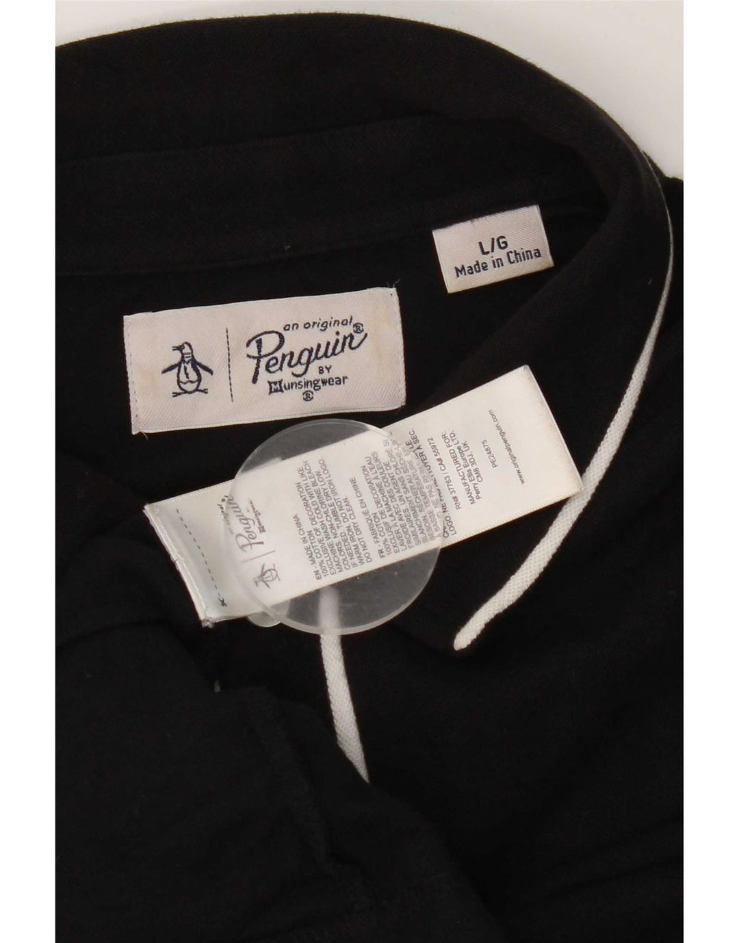 Polo da uomo a maniche corte, vestibilità regolare, Penguin, grande, in cotone nero