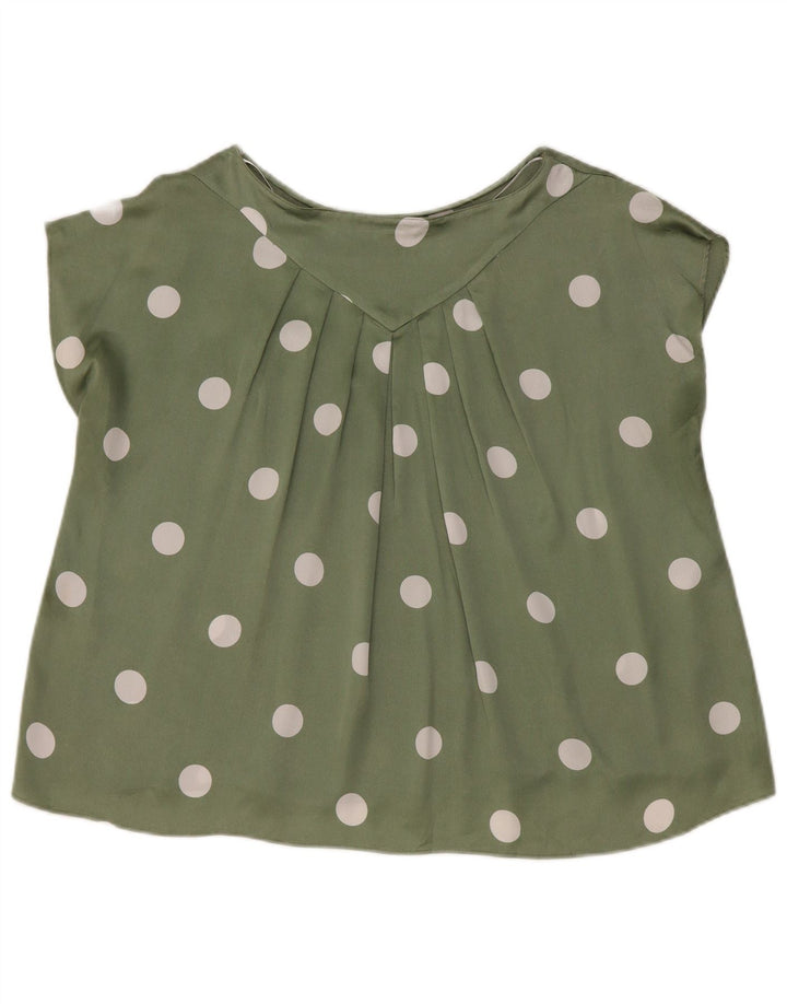 Camicetta oversize corta da donna Zara Top UK 10 Piccolo poliestere a pois verdi